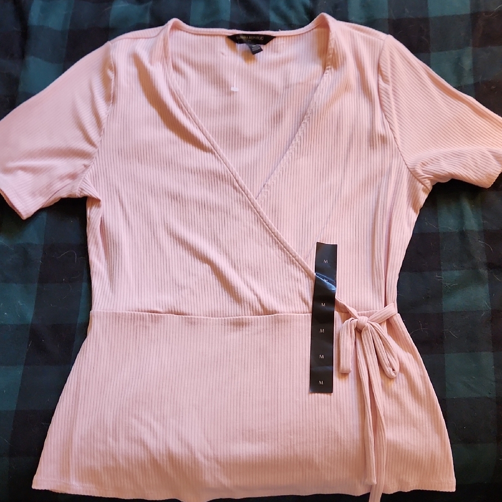 NWOT Banana Republic Light Pink Wrap Blouse